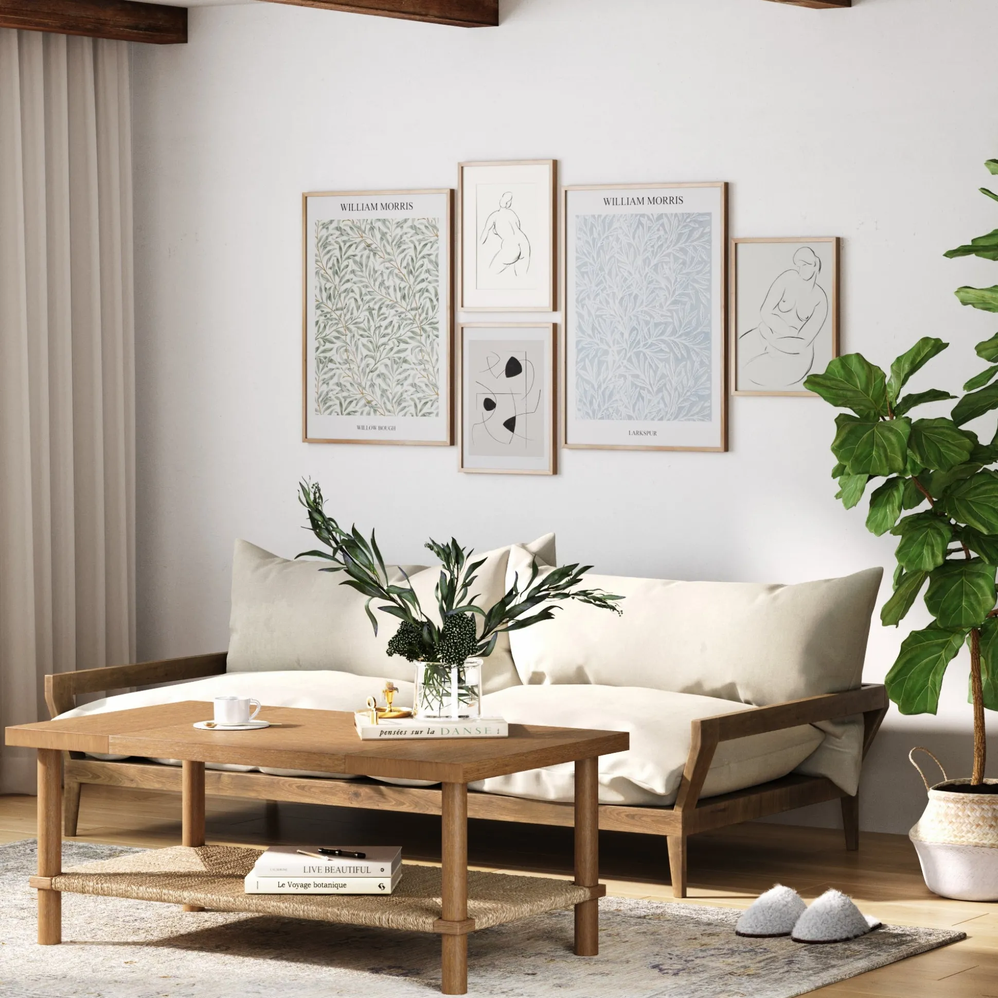 Boho Seagrass & Wood Coffee Table