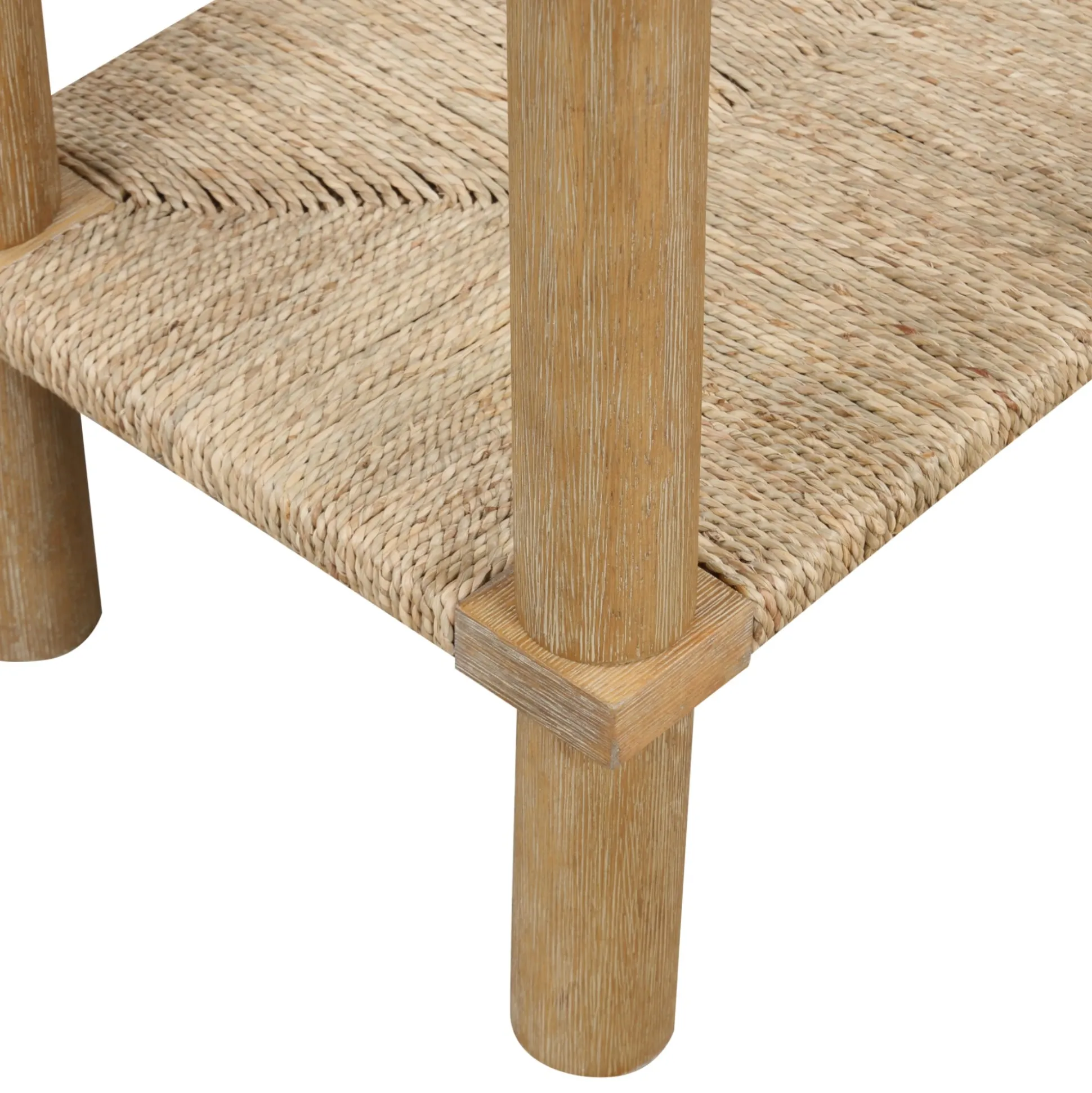 Boho Seagrass & Wood Console Table