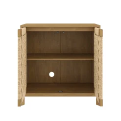 Boho Woven Seagrass Storage Cabinet Credenza Light Brown (Set of 3)
