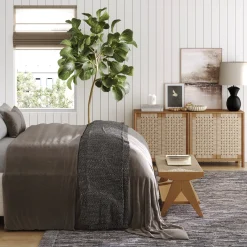 Boho Woven Seagrass & Wood Storage Cabinet Light Brown