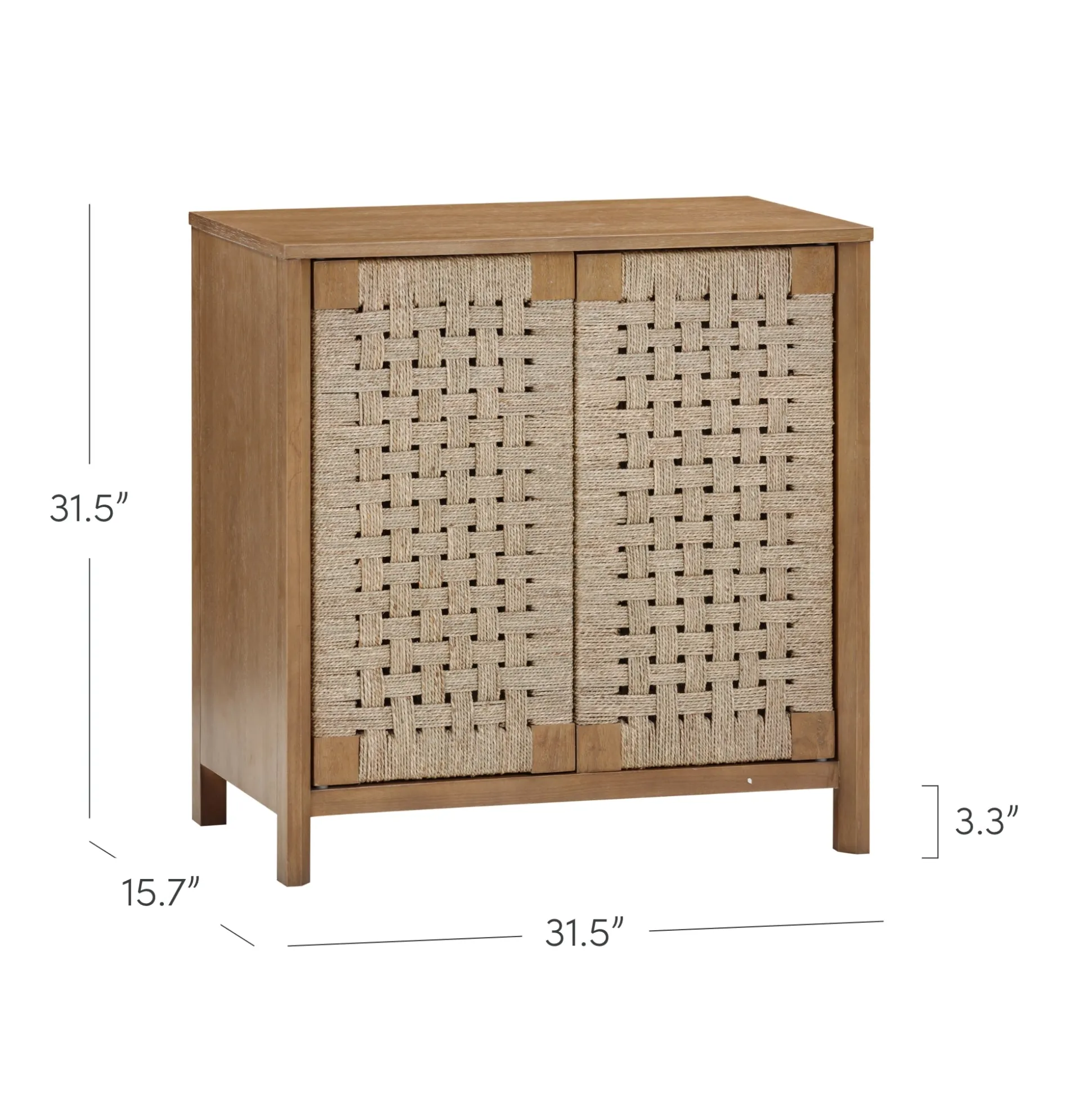 Boho Woven Seagrass & Wood Storage Cabinet Light Brown