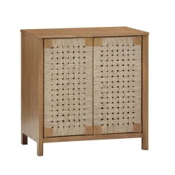 Boho Woven Seagrass & Wood Storage Cabinet Light Brown