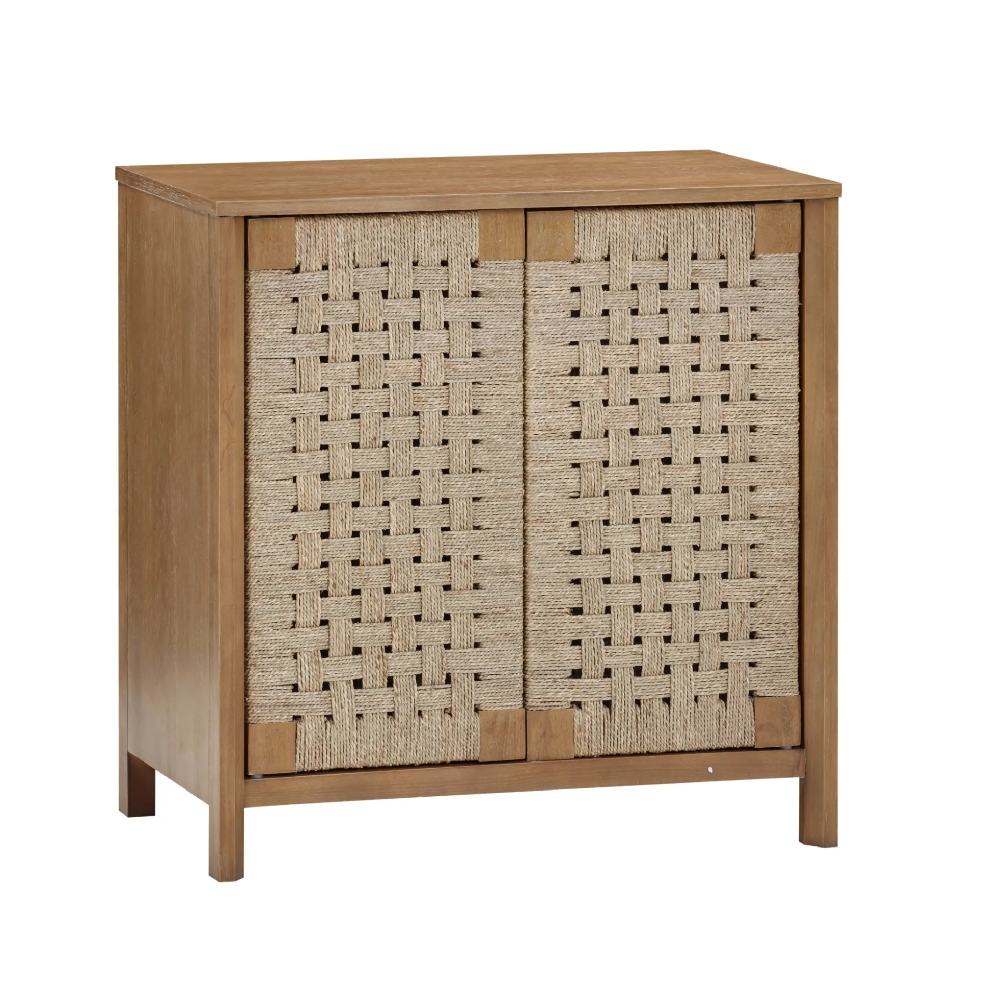 Boho Woven Seagrass & Wood Storage Cabinet Light Brown