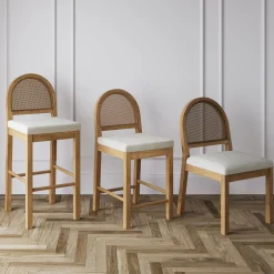 Boucle Bar Stools Light Brown (Set of 2)