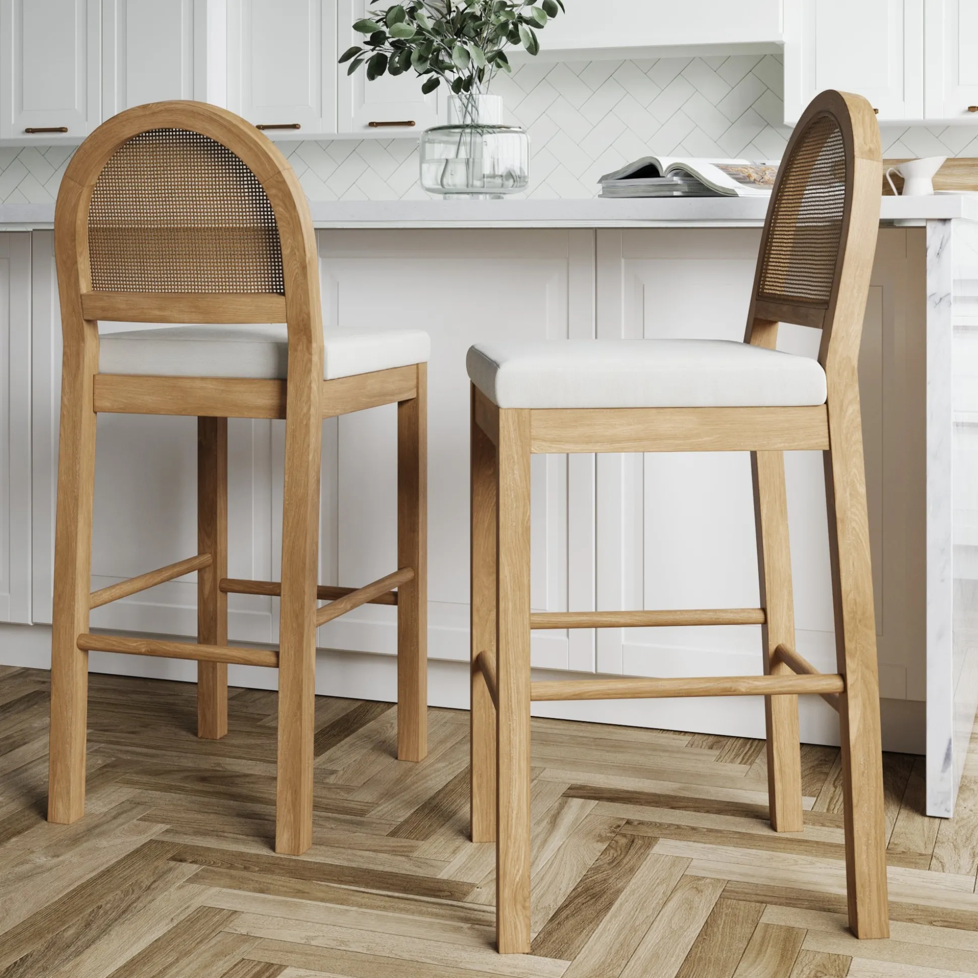 Boucle Bar Stools Light Brown (Set of 2)