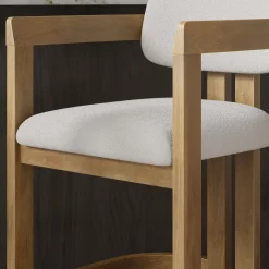 Boucle Bar Stool with Barrel Back and Arm Light Brown (Set of 3)