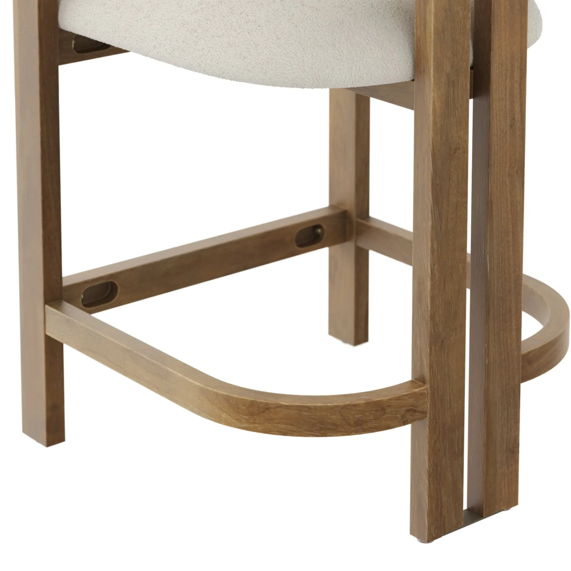 Boucle Bar Stool with Barrel Back and Arm Light Brown
