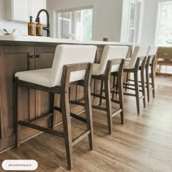 Boucle Counter Height Bar Stools Dark Brown (Set of 3)