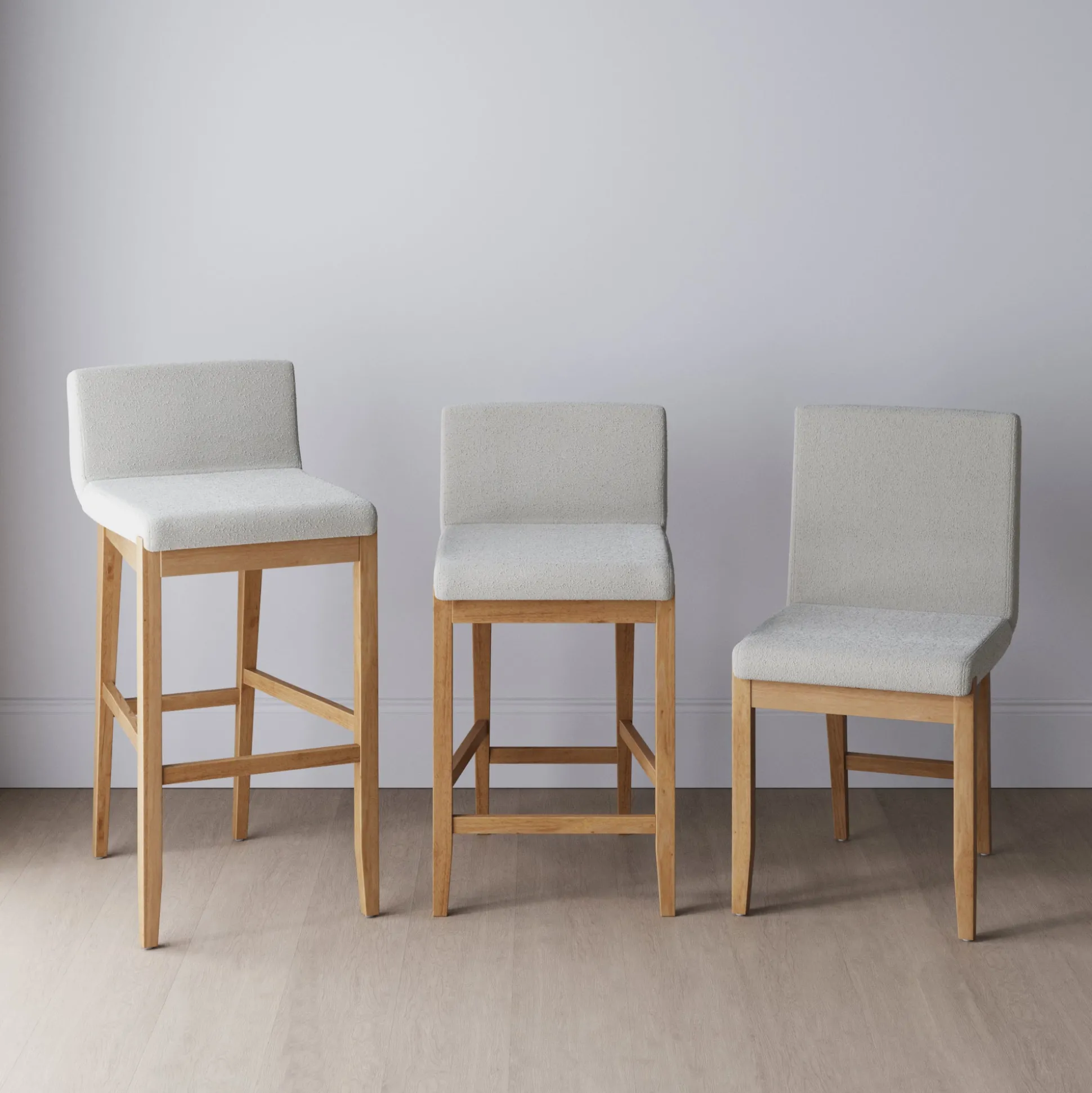 Boucle Counter Height Bar Stools Warm Pine (Set of 3)
