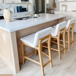 Boucle Counter Height Bar Stools Warm Pine (Set of 3)
