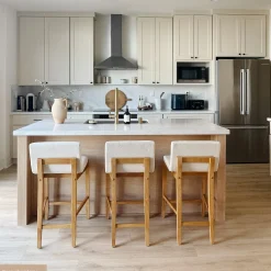 Boucle Counter Height Bar Stools Warm Pine (Set of 3)