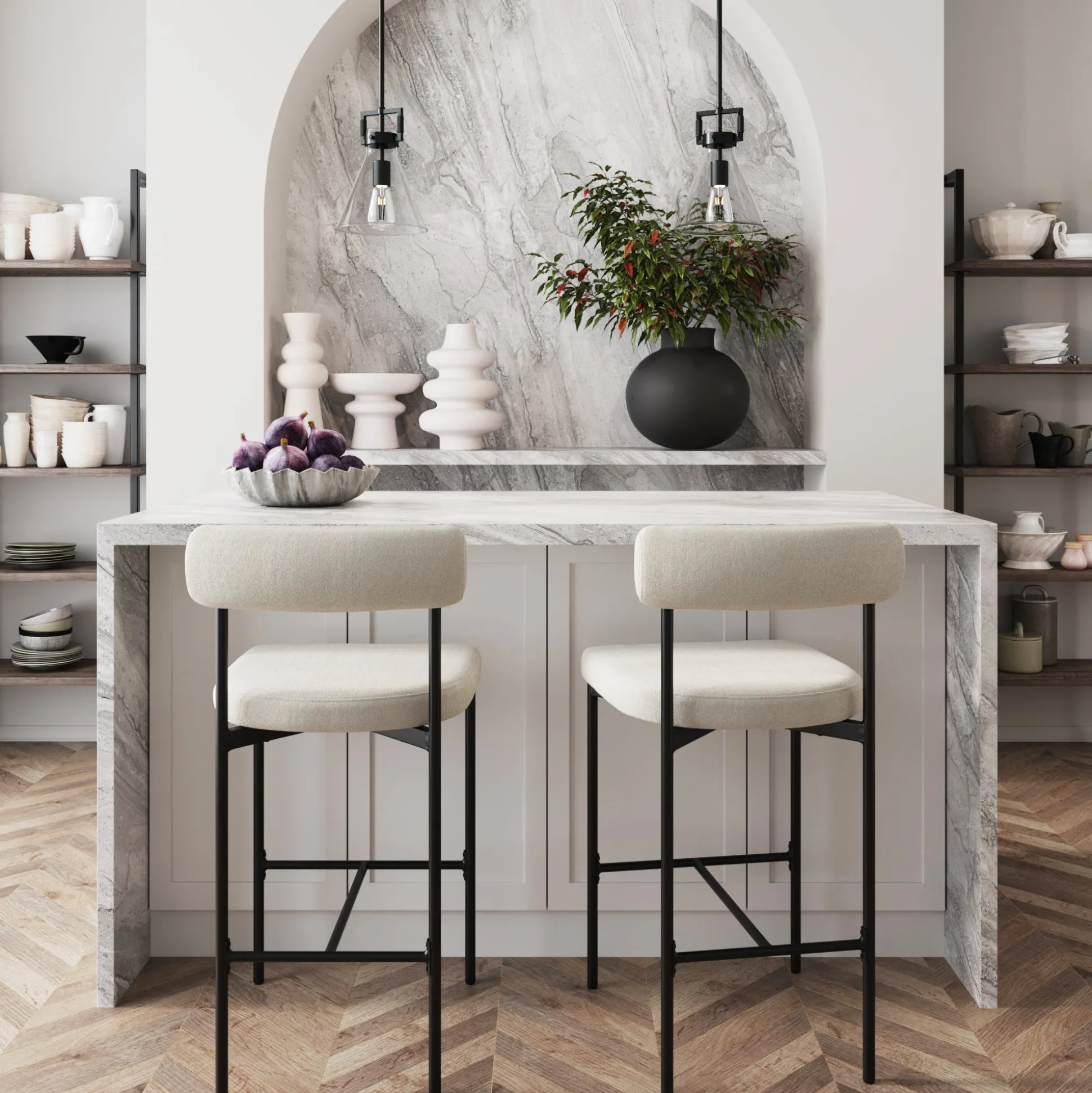 Boucle Counter Height Bar Stools (Set of 2)