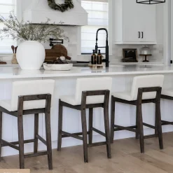 Boucle Counter Height Bar Stools Dark Brown (Set of 2)