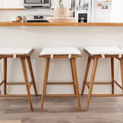 Boucle Counter Height Bar Stools Brown (Set of 3)