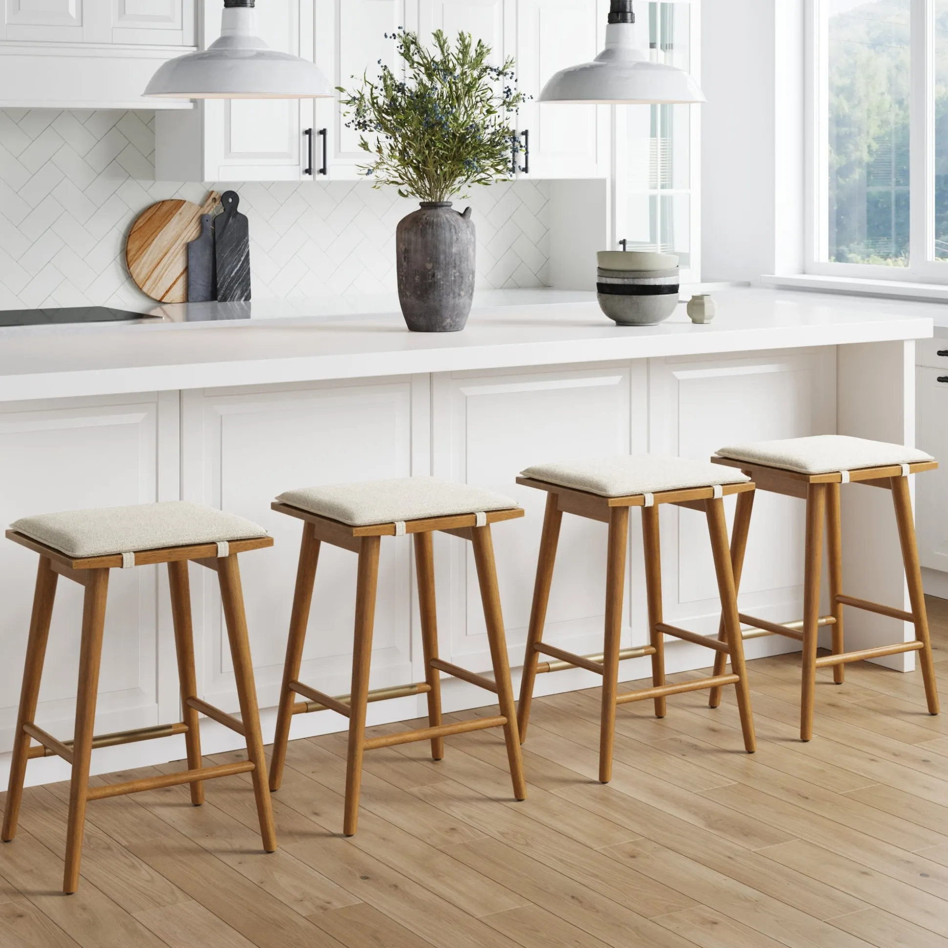 Boucle Counter Height Bar Stools Brown (Set of 4)