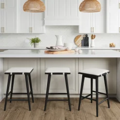 Boucle Counter Height Bar Stools Black (Set of 3)