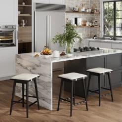 Boucle Counter Height Bar Stools Black (Set of 3)