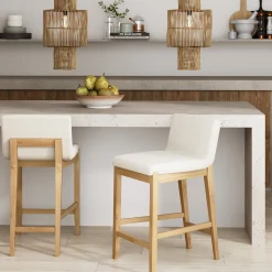 Boucle Counter Height Bar Stools Warm Pine (Set of 2)