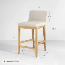 Boucle Counter Height Bar Stools Warm Pine (Set of 2)