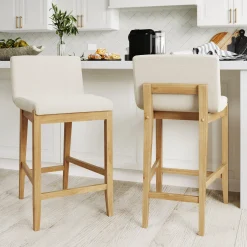 Boucle Counter Height Bar Stools Warm Pine (Set of 2)
