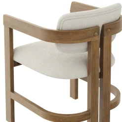 Boucle Dining Chair w/ Curved Back and Arm Light Brown (Set of 2)