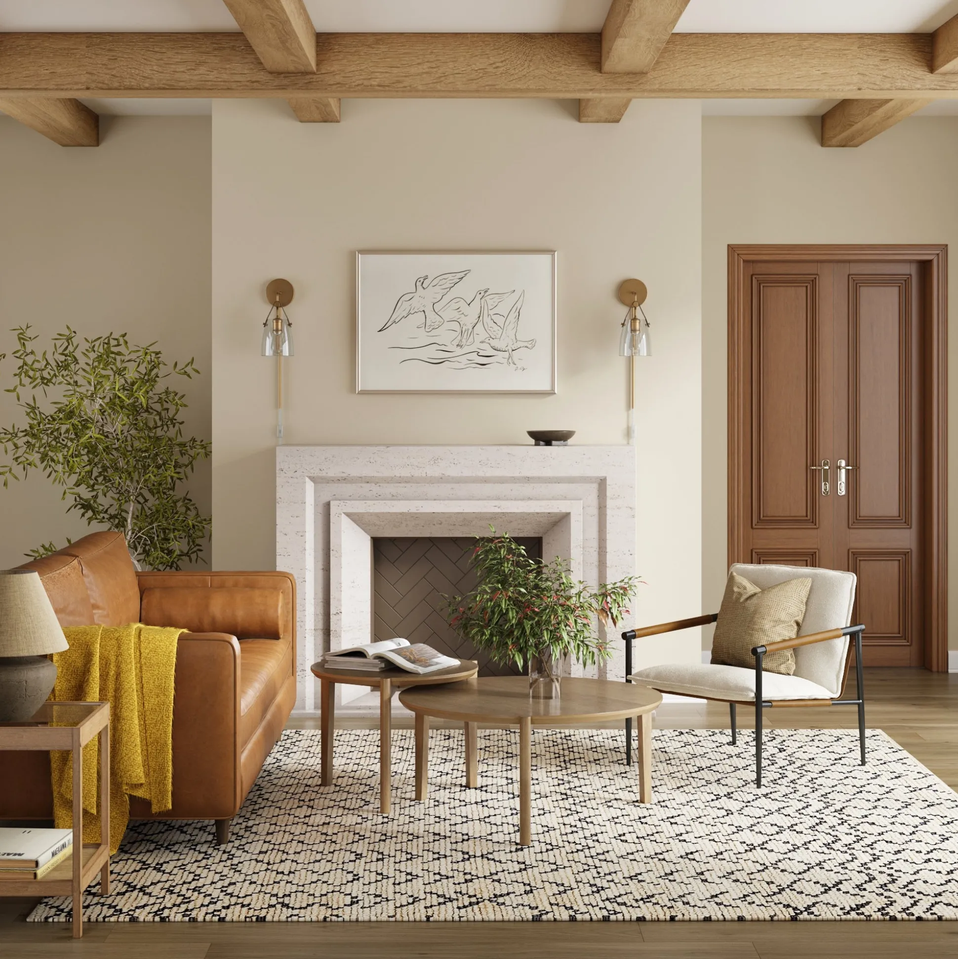Boucle Fabric & Metal Accent Chair