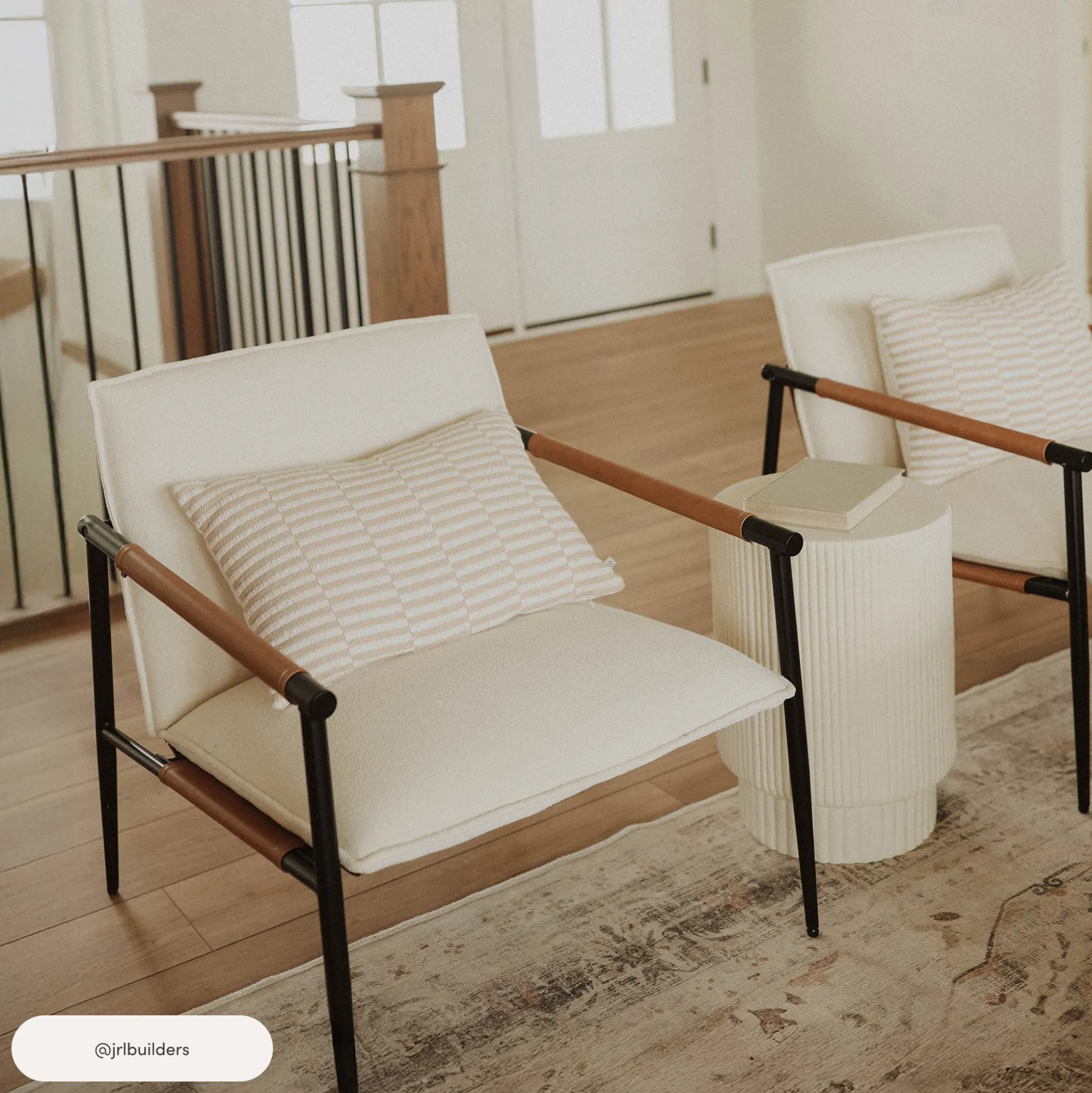 Boucle Fabric & Metal Accent Chair
