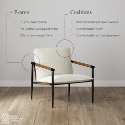 Boucle Fabric & Metal Accent Chair