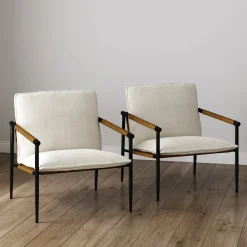 Boucle & Metal Accent Chairs (Set of 2)