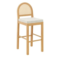 Boucle & Rattan Bar Stools Warm Pine (Set of 2)