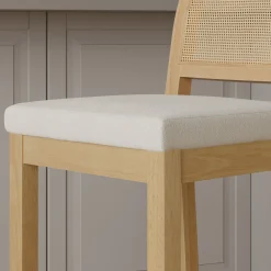 Boucle & Rattan Bar Stool Warm Pine