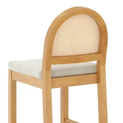 Boucle & Rattan Bar Stool Warm Pine