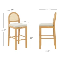 Boucle & Rattan Bar Stool Warm Pine