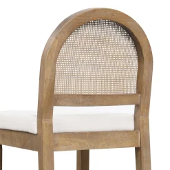 Boucle & Rattan Counter Height Bar Stools Light Brown (Set of 3)