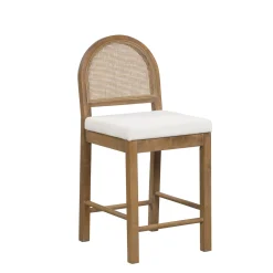 Boucle & Rattan Counter Height Bar Stools Light Brown (Set of 3)
