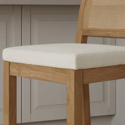 Boucle & Rattan Counter Height Bar Stools Light Brown (Set of 4)