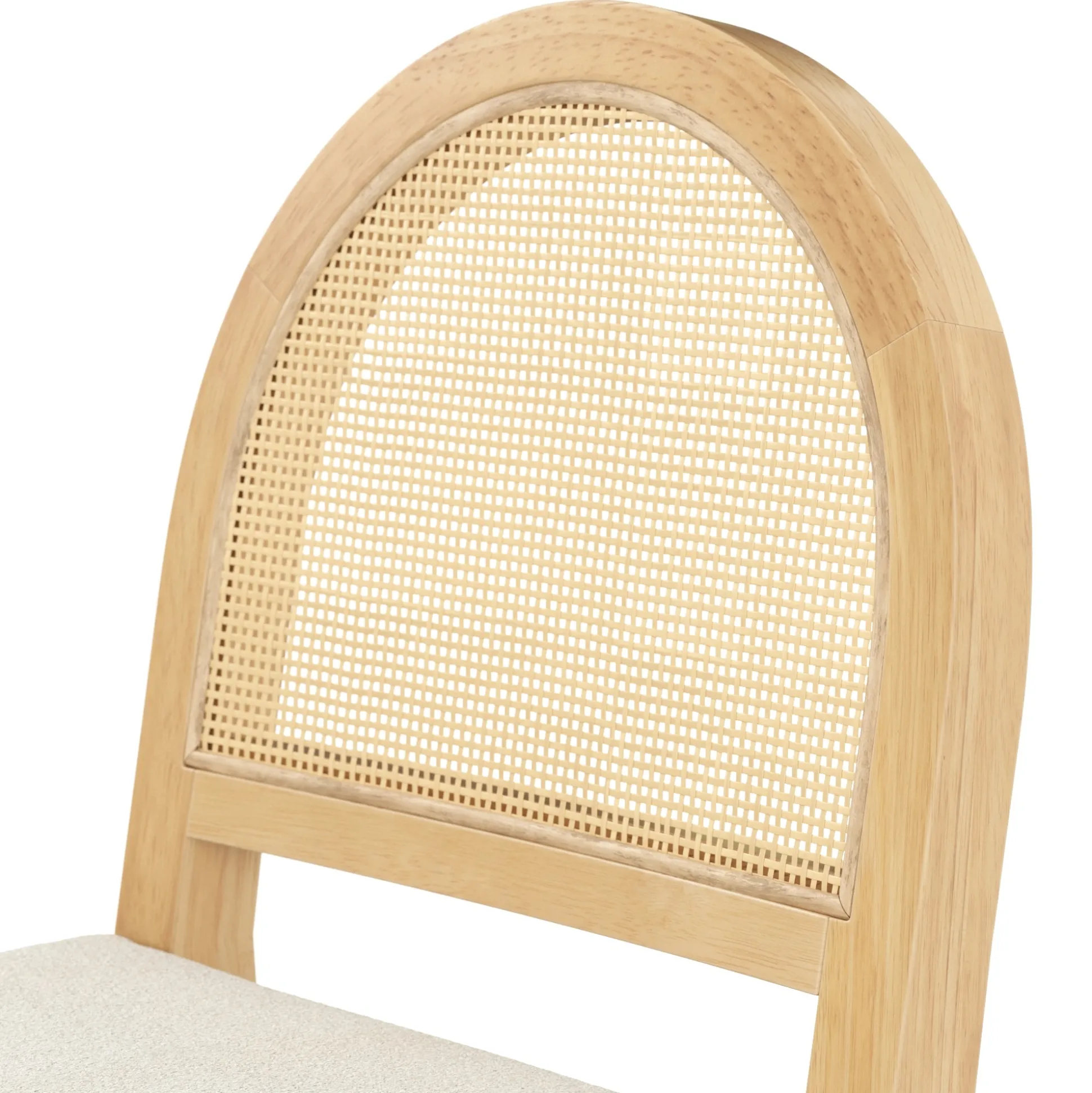 Boucle & Rattan Counter Height Bar Stools Warm Pine (Set of 2)