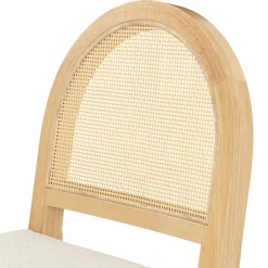Boucle & Rattan Counter Height Bar Stool Warm Pine