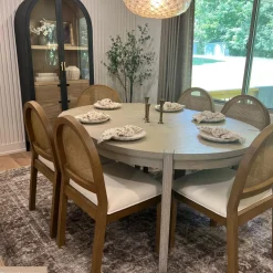 Boucle & Rattan Dining Chair Light Brown