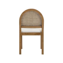 Boucle & Rattan Dining Chair Light Brown
