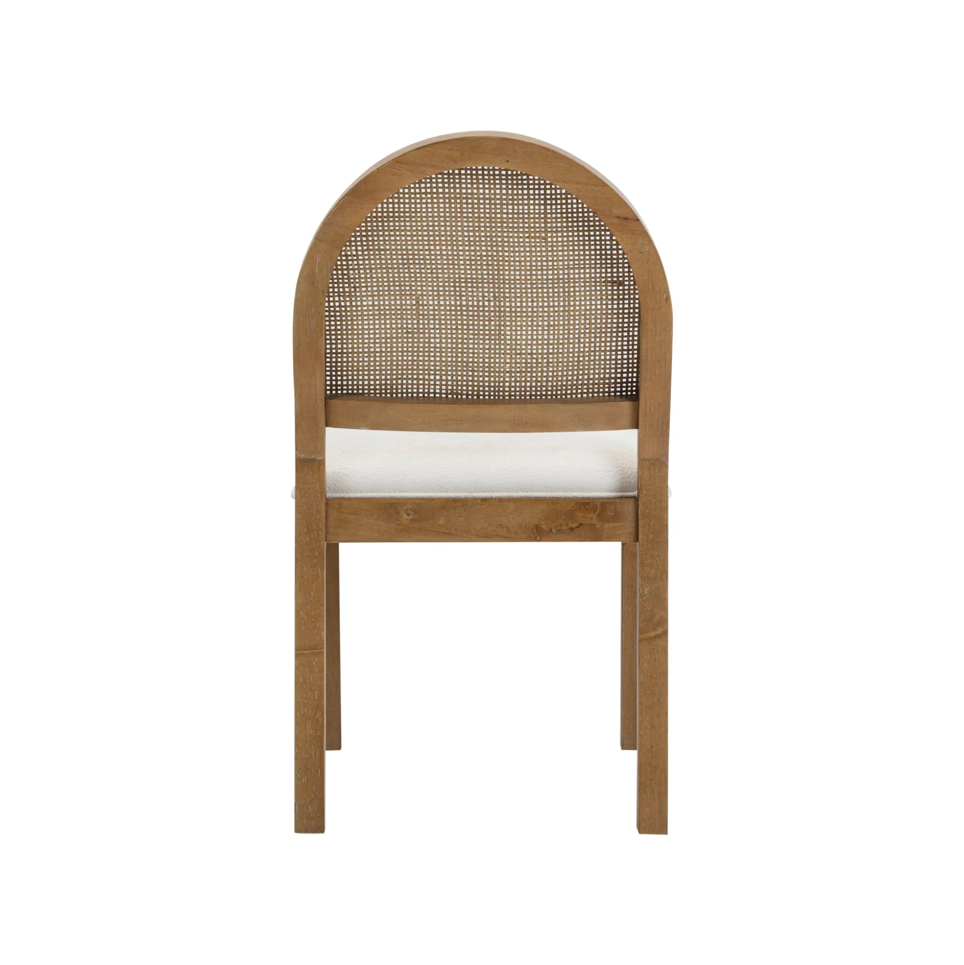 Boucle & Rattan Dining Chair Light Brown