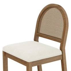 Boucle & Rattan Dining Chairs Light Brown (Set of 6)