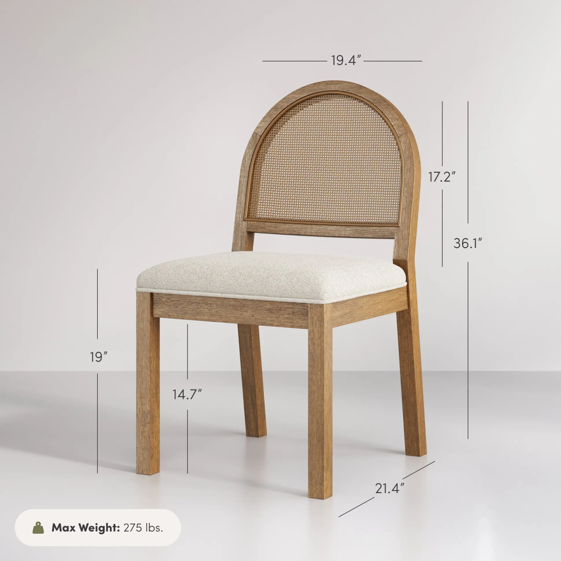 Boucle & Rattan Dining Chairs Light Brown (Set of 6)