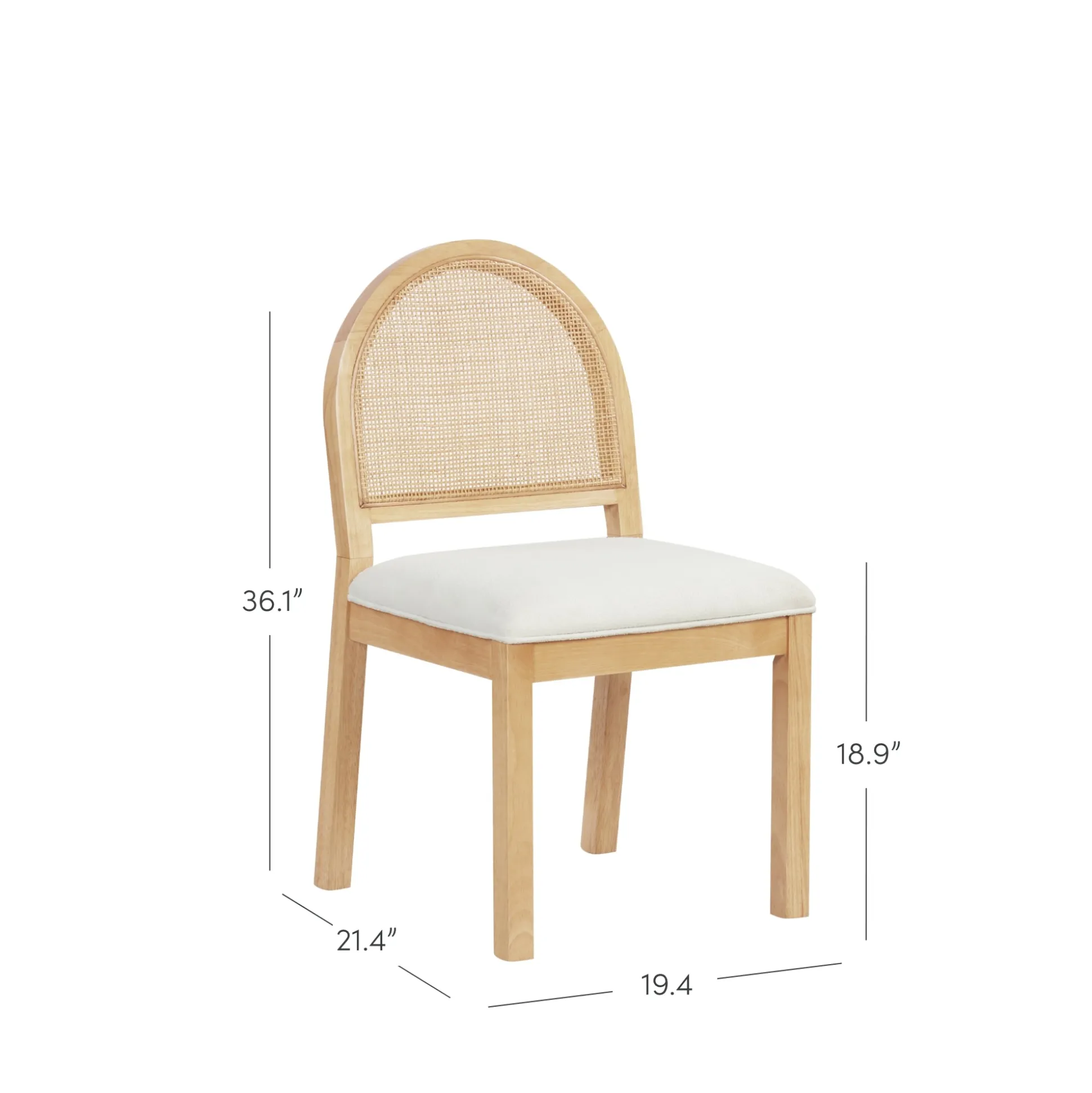 Boucle & Rattan Dining Chairs Warm Pine (Set of 4)