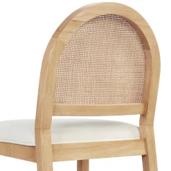 Boucle & Rattan Dining Chairs Warm Pine (Set of 4)