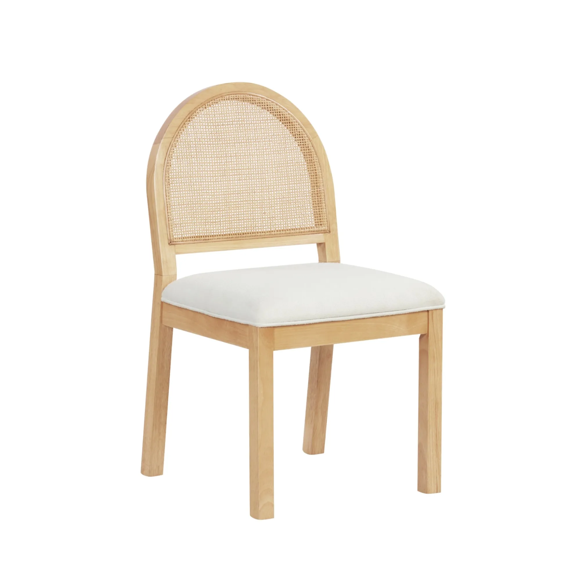 Boucle & Rattan Dining Chairs Warm Pine (Set of 6)