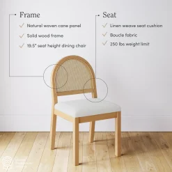 Boucle & Rattan Dining Chair Warm Pine (Set of 2)