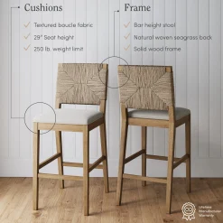 Boucle & Seagrass Bar Stool Light Brown