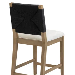 Boucle & Seagrass Counter Height Bar Stools Black (Set of 4)