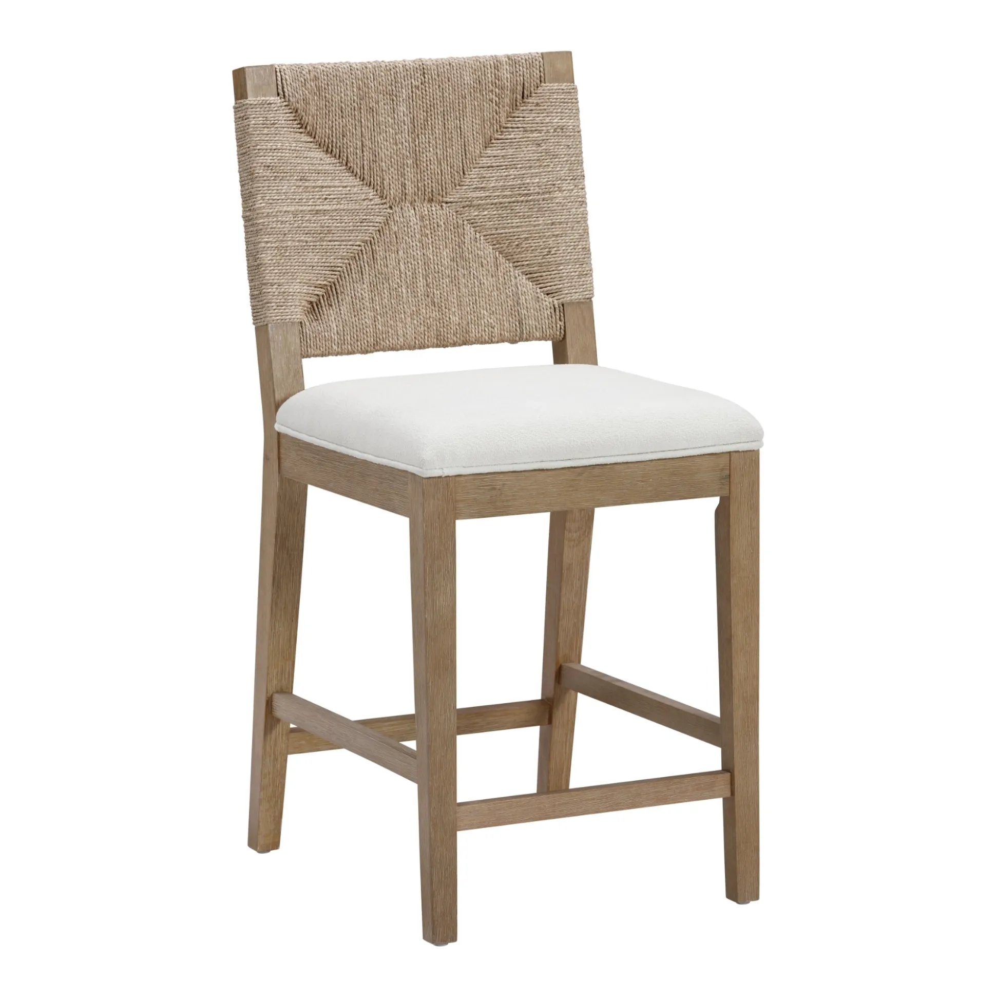 Boucle & Seagrass Counter Height Bar Stool Light Brown